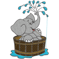 Matriz de Bordado Elefante Tomando Banho 